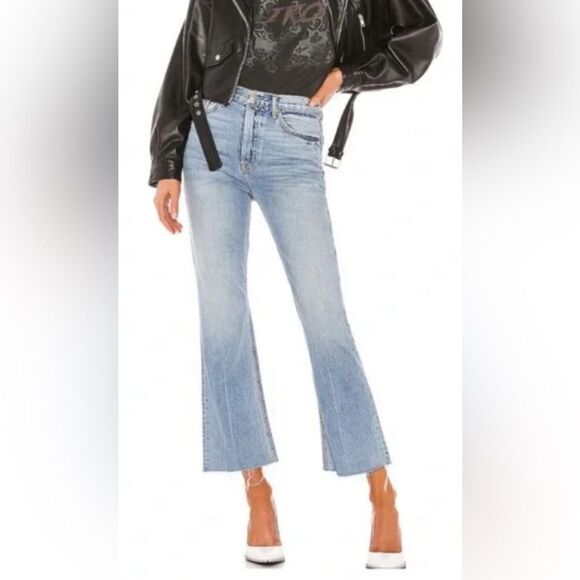 GRLFRND Hannah distressed high waist cropped blue jeans in Fly High Size 31 - Picture 1 of 13